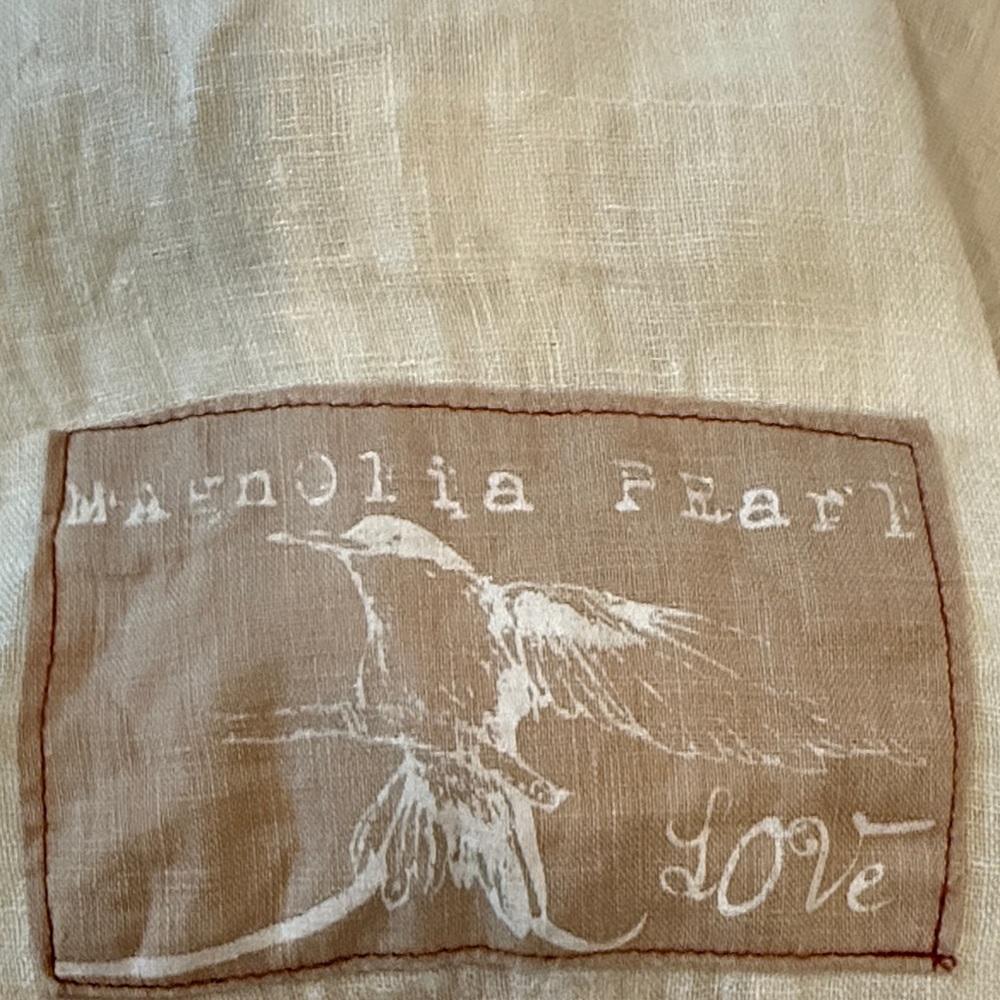Vintage Magnolia Pearl sheer linen Cream Long Sleeve Dress - Picture 10 of 10